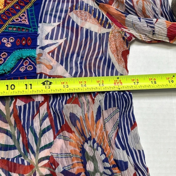 Soft Surroundings Tory Tunic Boho Floral Stripe Sheer Top Womens Size Medium - Picture 9 of 9